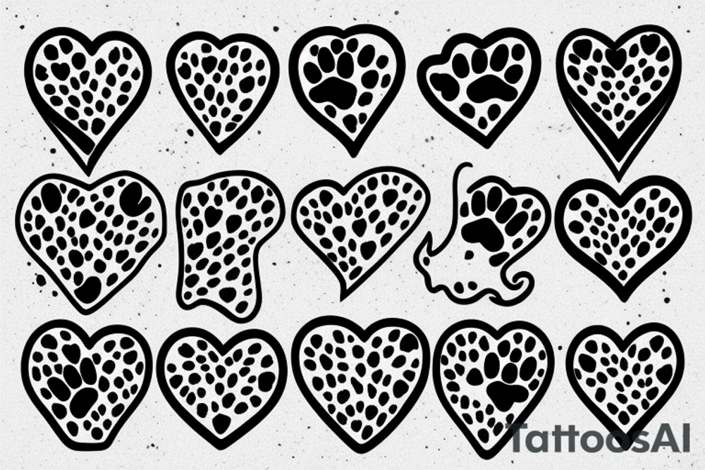 Dog paw print with heart tattoo idea