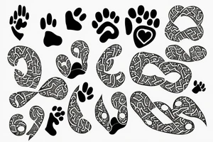 Paw with heart infinity tattoo idea