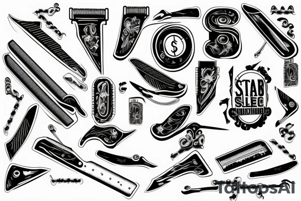 Straight razor blade overlapped by a dollar sign tattoo idea