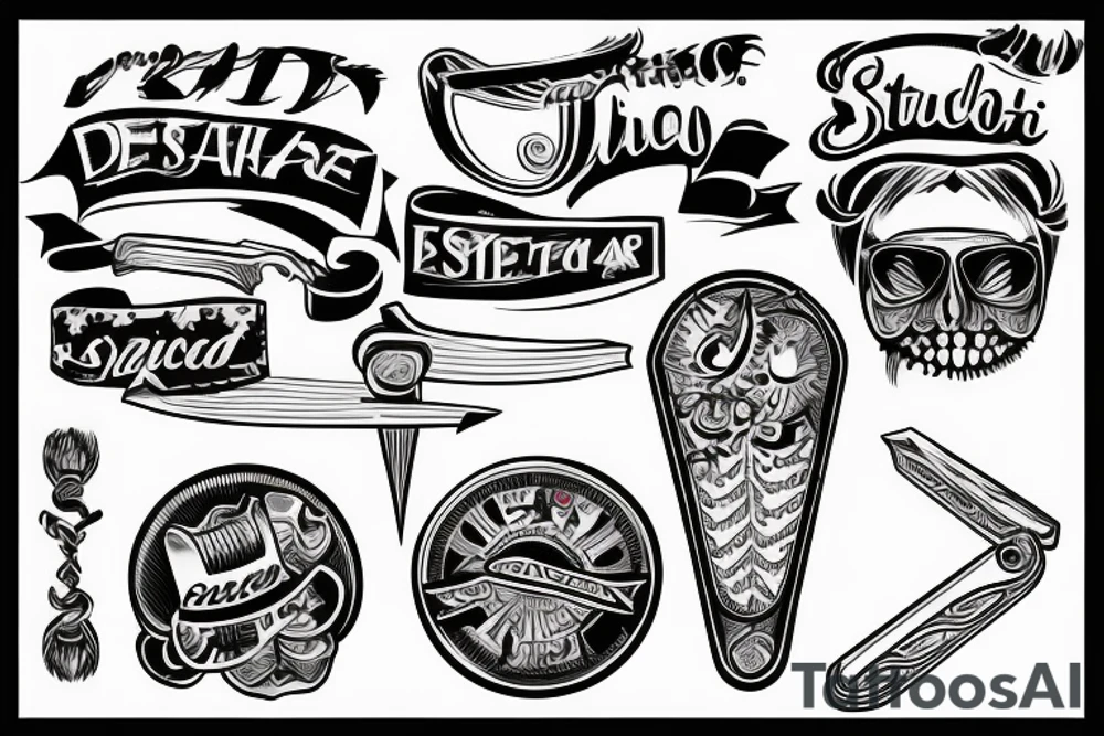 Straight razor blade overlapped by a dollar sign tattoo idea