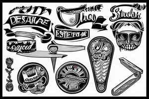 Straight razor blade overlapped by a dollar sign tattoo idea