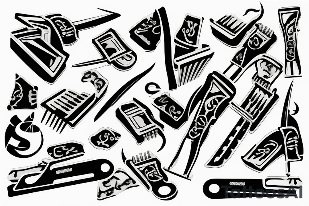 Straight razor blade overlapped by a dollar sign tattoo idea