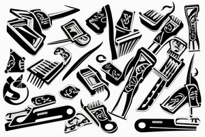 Straight razor blade overlapped by a dollar sign tattoo idea