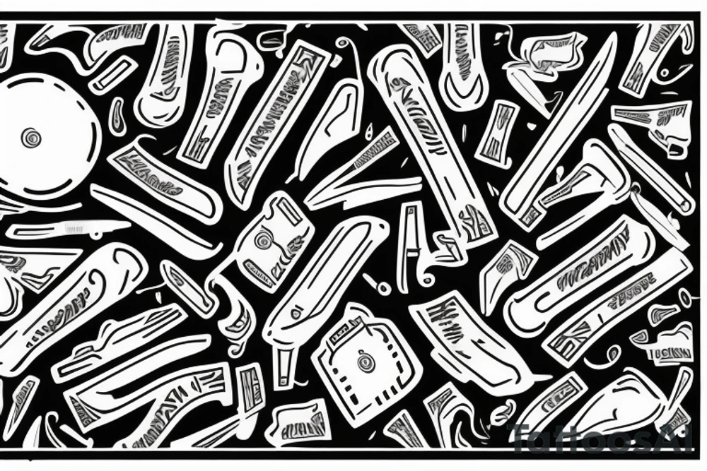 Straight razor blade overlapped by a dollar sign tattoo idea