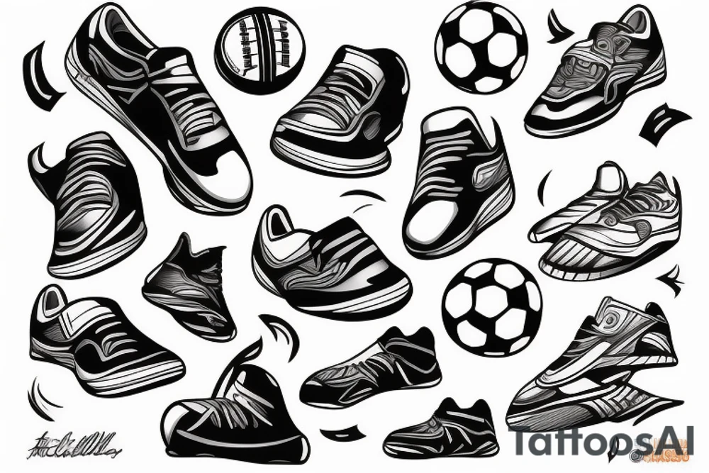 un footballeur sur un building tattoo idea