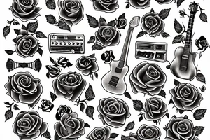 guitar with roses tattoo idea