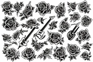 guitar with roses tattoo idea