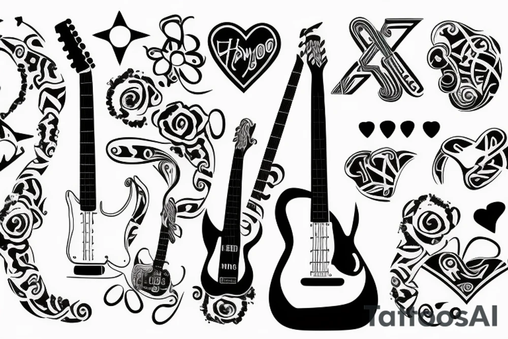 HAYJO in the shape of guitar tattoo idea