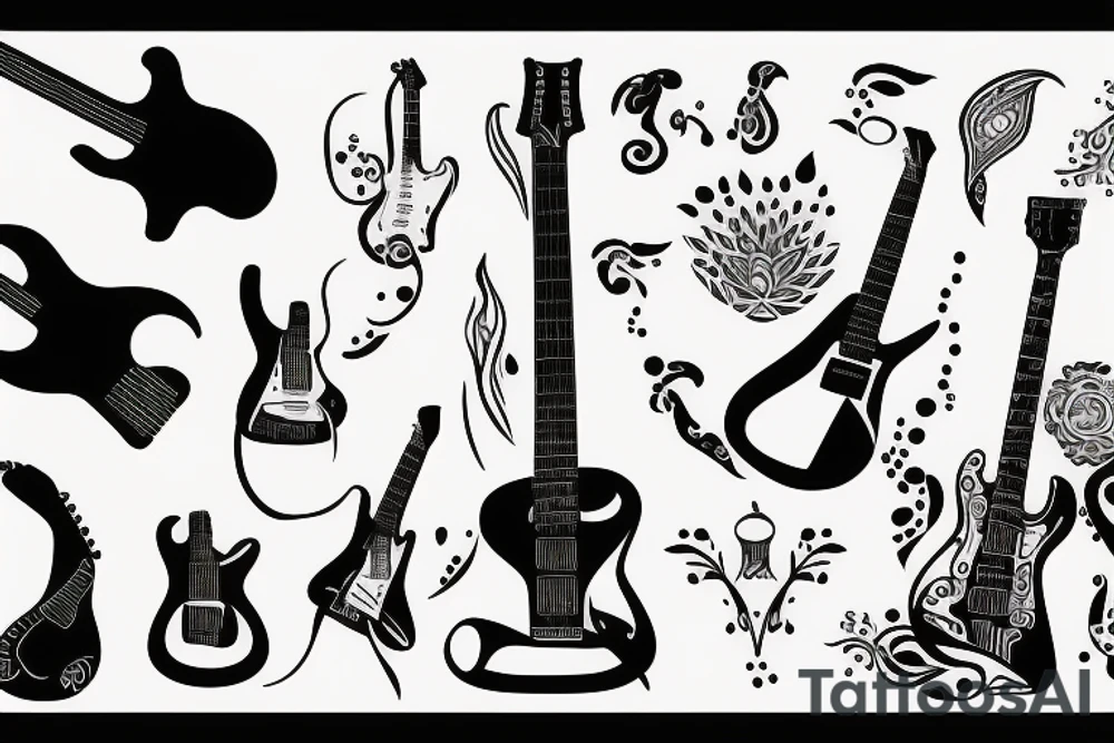 HAYJO in the shape of guitar tattoo idea