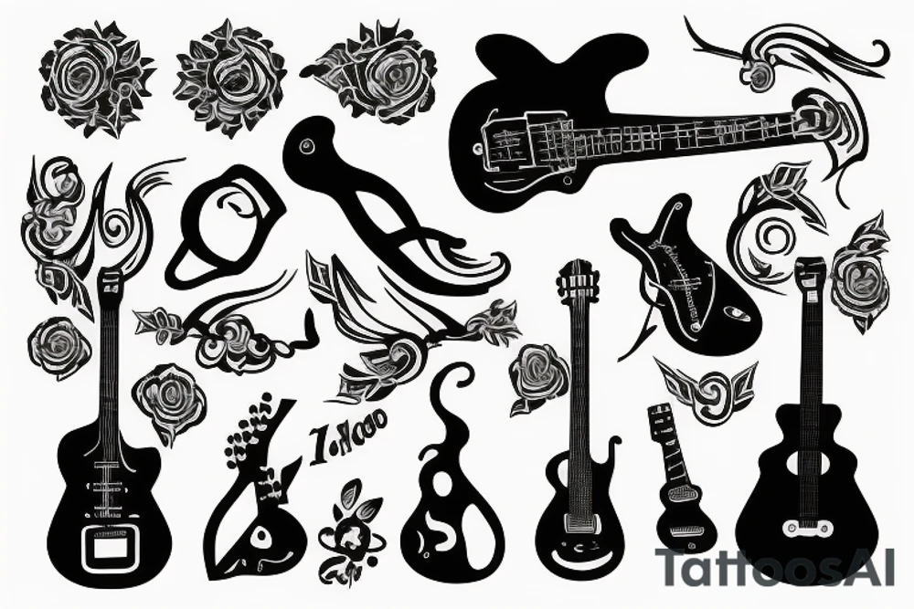 HAYJO in the shape of guitar tattoo idea