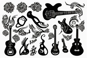 HAYJO in the shape of guitar tattoo idea