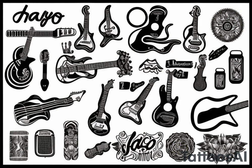 HAYJO in the shape of guitar tattoo idea