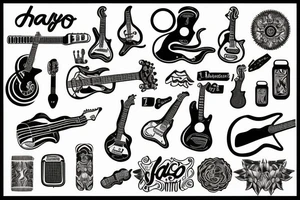 HAYJO in the shape of guitar tattoo idea