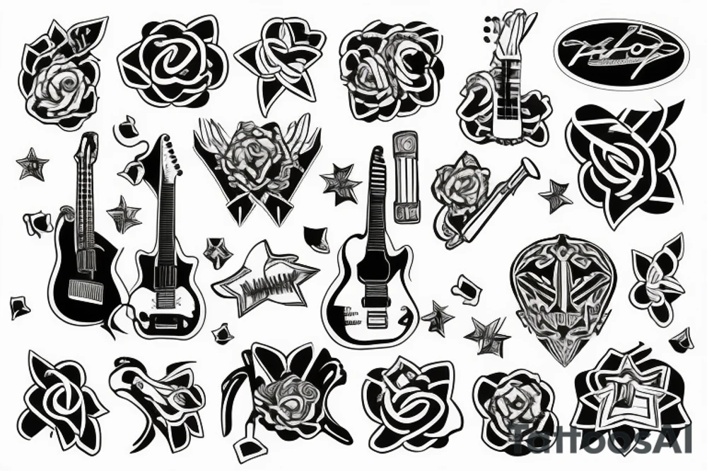 HAYJO in the shape of guitar tattoo idea