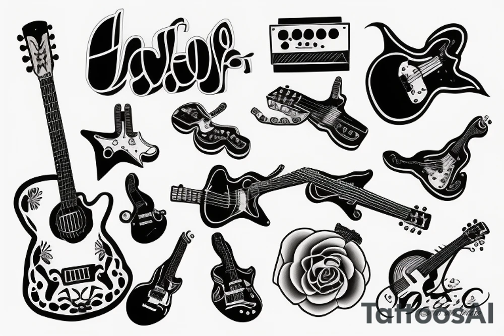 HAYJO in the shape of guitar tattoo idea