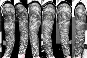 Full arm sleeve, evil god and mythology. Dark symbolism tattoo idea