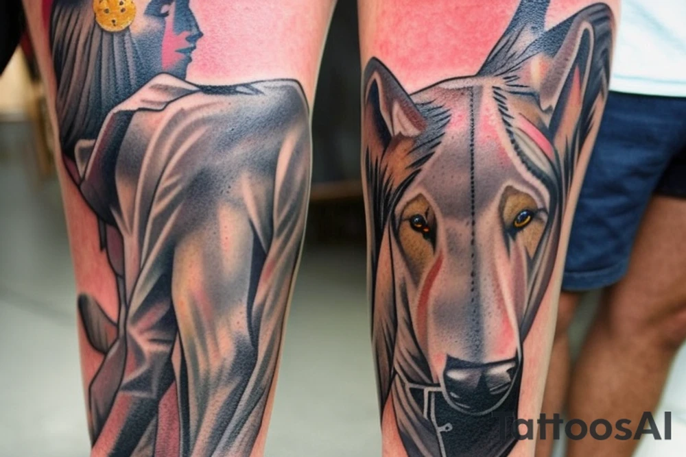 Design: A tall shepherd walking sideways with a crook. The shepherd should be wearing traditional shepherd's clothing, such as a long tunic and a hat. The crook should be made of wood or metal.
Style: The tattoo should be in a realistic style. The colors should be muted, such as browns, greens, and blues.
Size: The tattoo should be large enough to be detailed, but not so large that it is overwhelming.
Placement: The tattoo would look good on the back, shoulder, or chest. tattoo idea