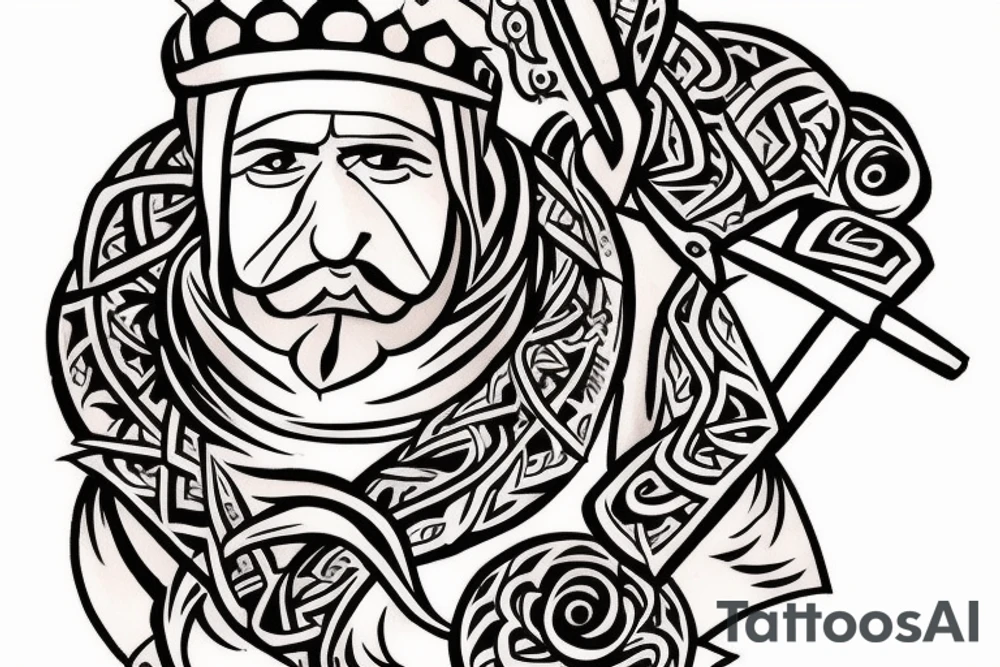 Design: A tall shepherd walking sideways with a crook. The shepherd should be wearing traditional shepherd's clothing, such as a long tunic and a hat. The crook should be made of wood or metal.
Style: The tattoo should be in a realistic style. The colors should be muted, such as browns, greens, and blues.
Size: The tattoo should be large enough to be detailed, but not so large that it is overwhelming.
Placement: The tattoo would look good on the back, shoulder, or chest. tattoo idea