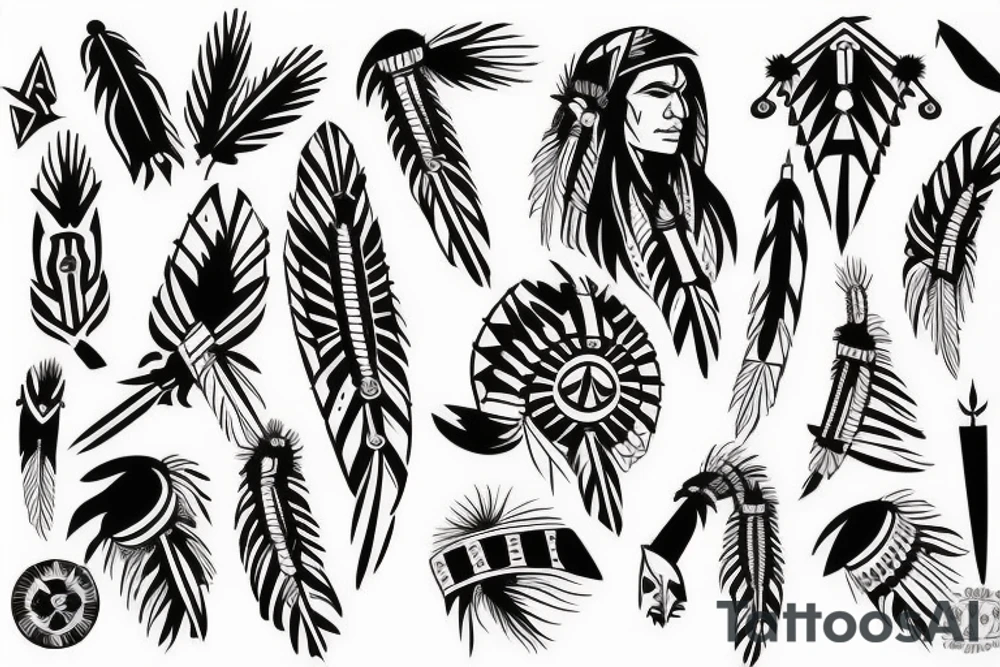 Native American theme design tattoo idea