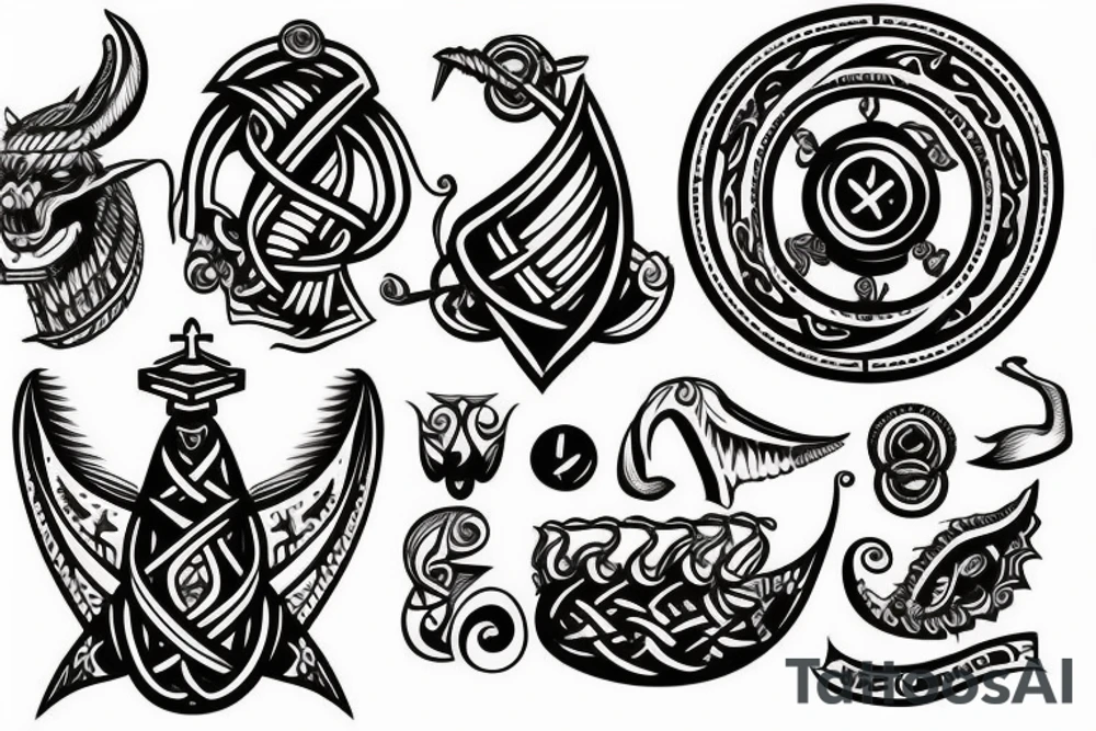 Viking ship tattoo idea