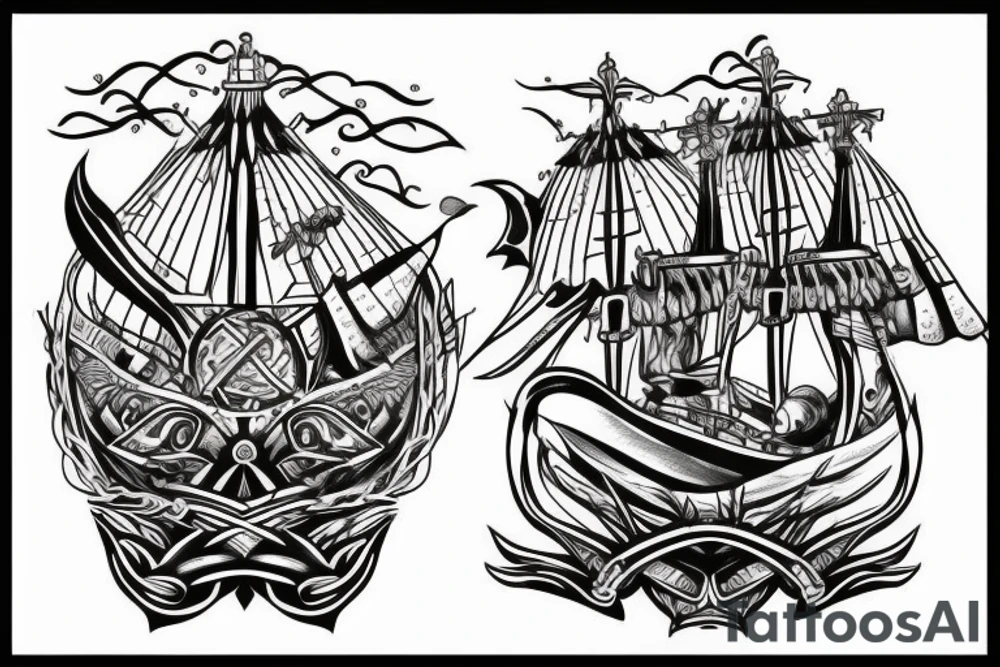 Viking ship tattoo idea