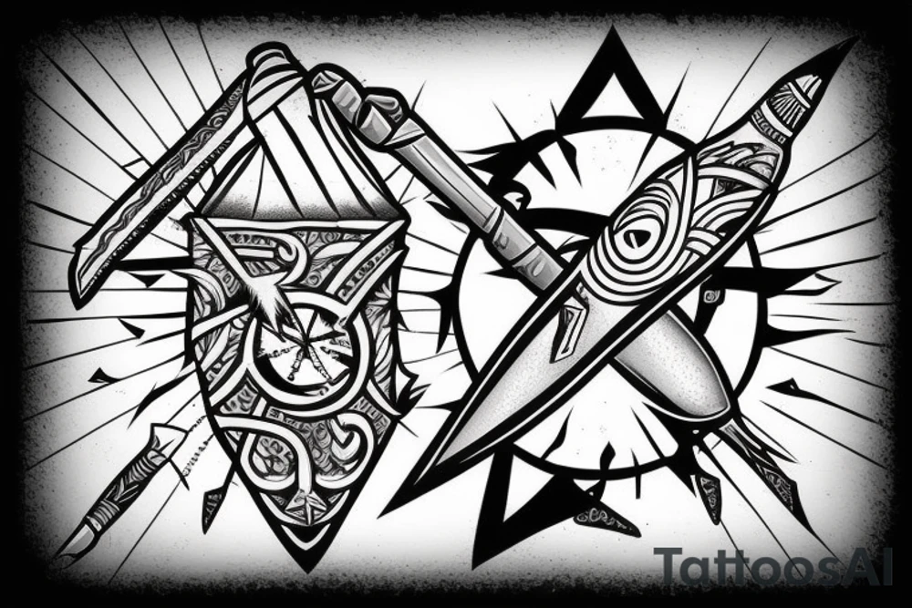 Spear with arrowhead tattoo idea