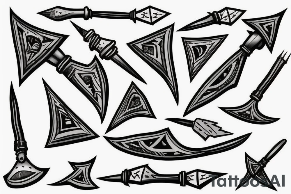 Spear with arrowhead tattoo idea