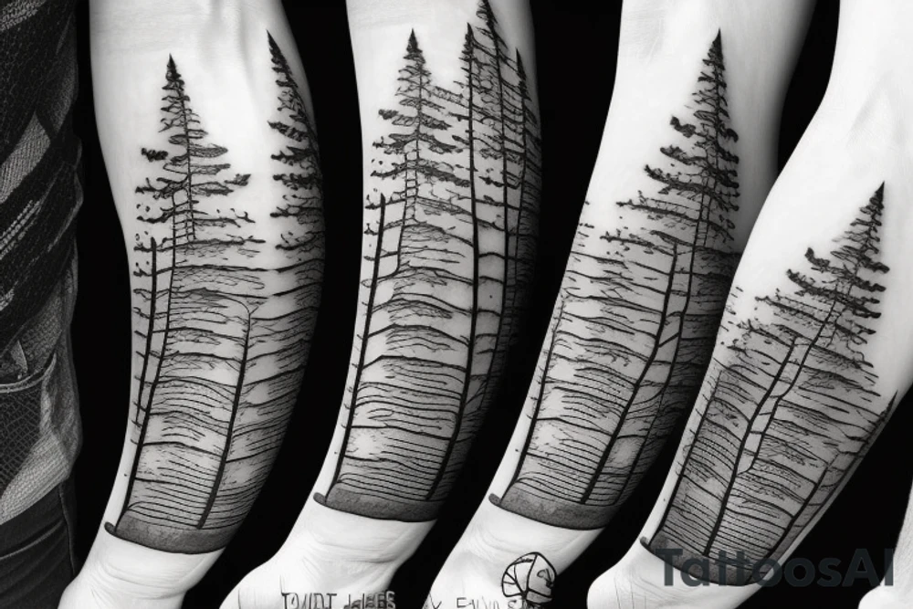 Forest with light house tattoo idea