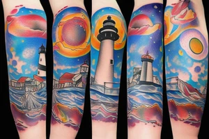 Light house in space tattoo idea
