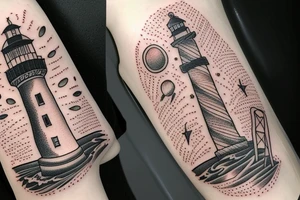 Light house in space tattoo idea
