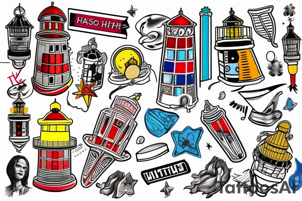 Light house in space tattoo idea