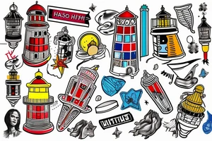 Light house in space tattoo idea