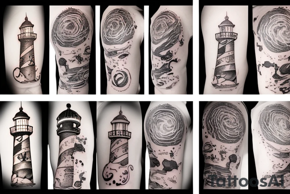 Light house in space tattoo idea