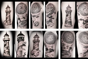 Light house in space tattoo idea