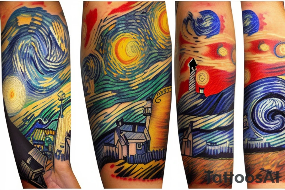 Light house in space tattoo idea