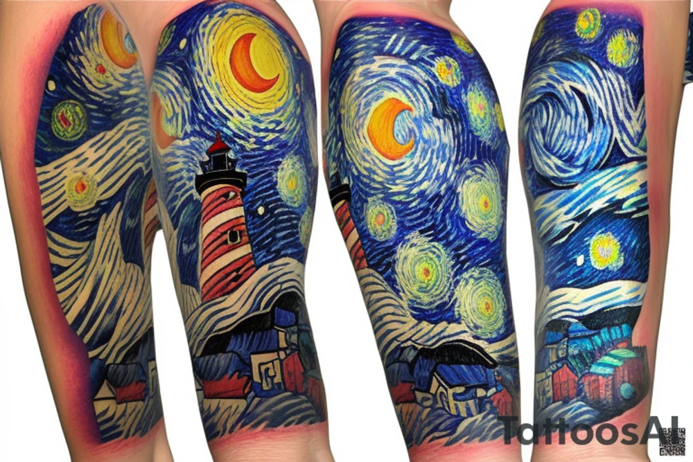 Light house in space tattoo idea