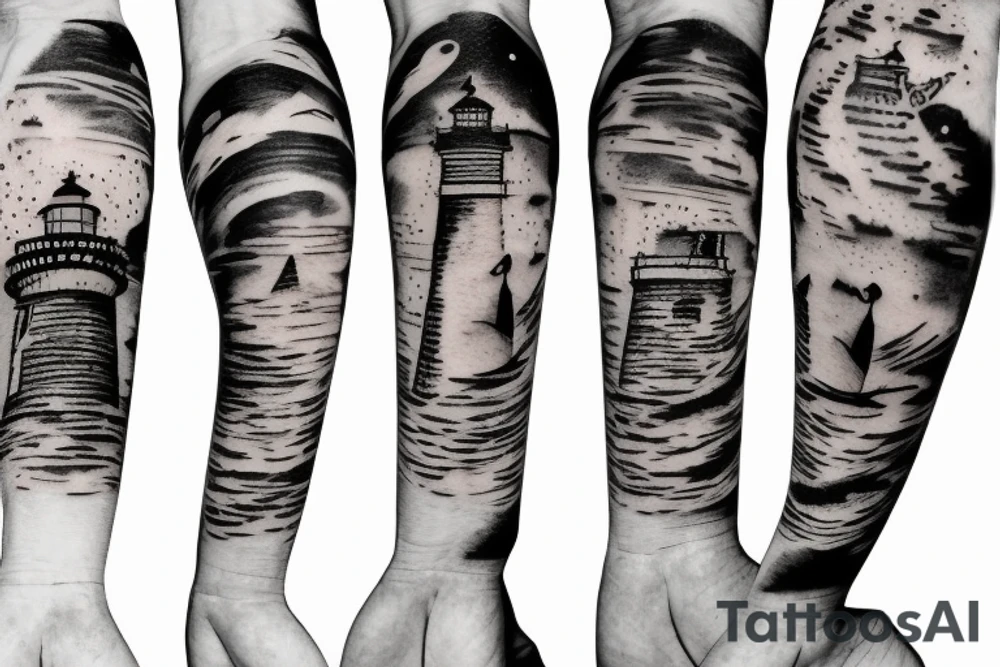 Lighthouse in space tattoo idea