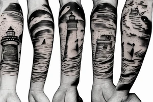 Lighthouse in space tattoo idea