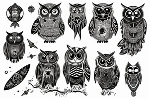 Owl in space tattoo idea