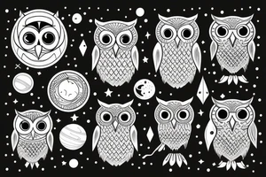Owl in space tattoo idea