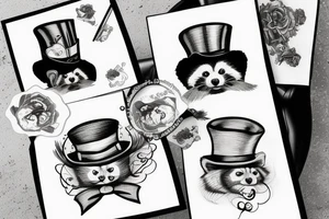 Red panda with a top hat tattoo idea