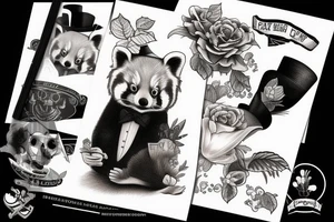Red panda with a top hat tattoo idea
