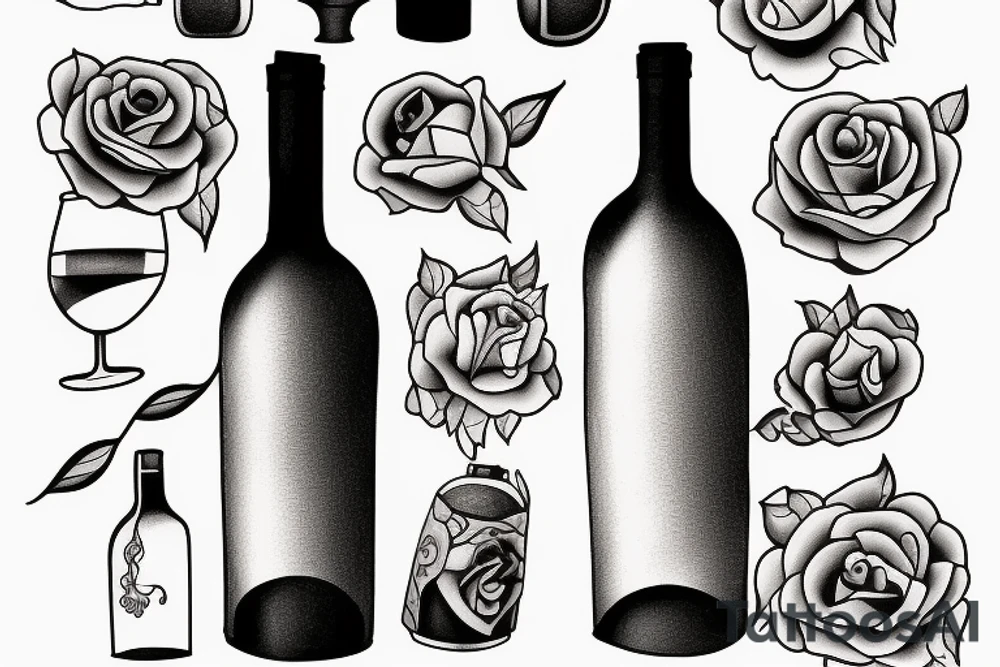 Bottle of wine tattoo idea
