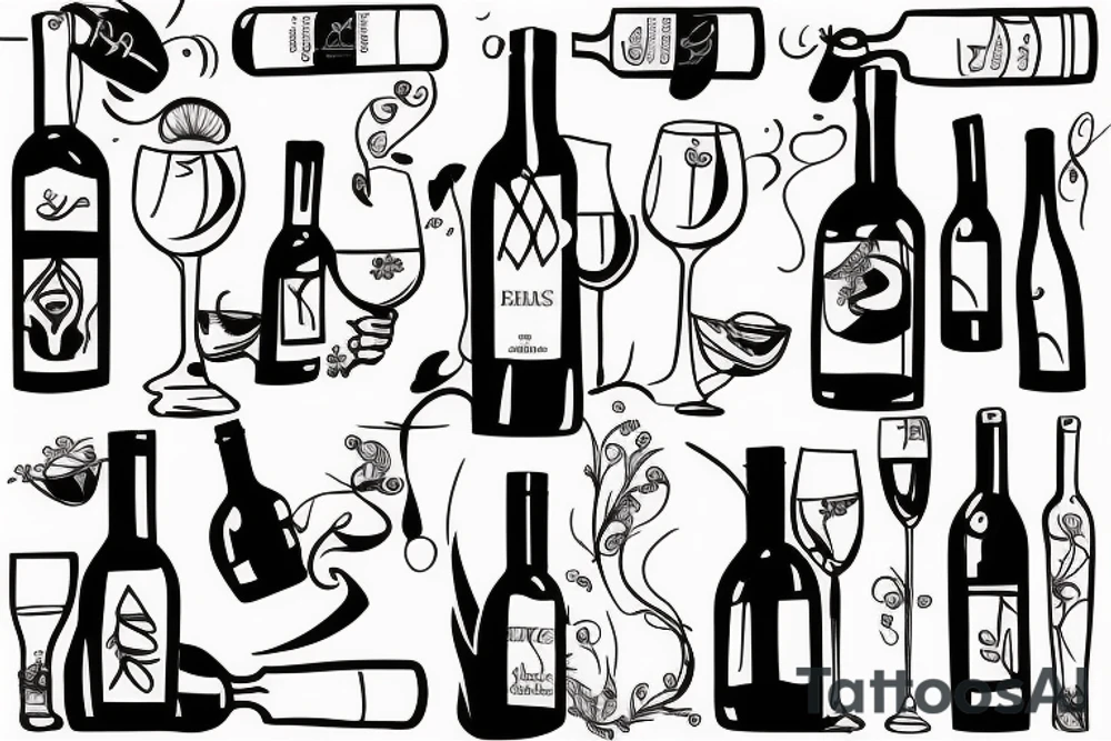 Bottle of wine tattoo idea