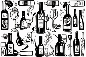 Bottle of wine tattoo idea
