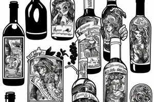 Bottle of wine tattoo idea
