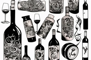 Bottle of wine tattoo idea