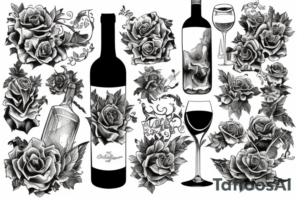 Bottle of wine tattoo idea