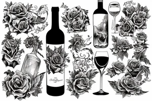 Bottle of wine tattoo idea