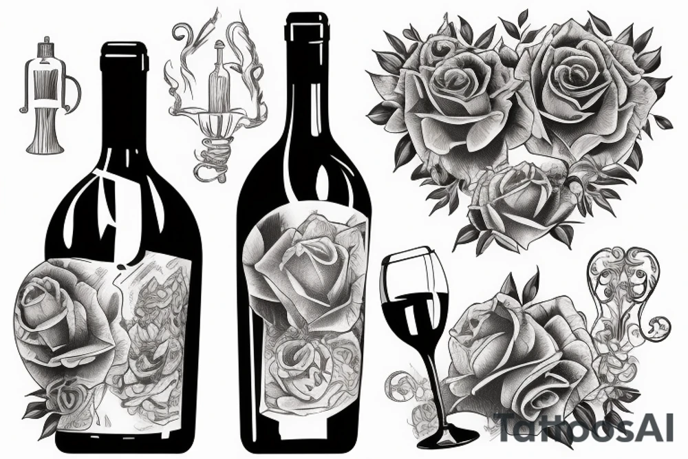 Bottle of wine tattoo idea